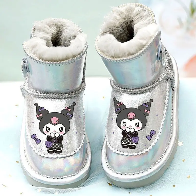 

Kawaii Sanrio Kuromi Children Snows Boots Anime Figure Winter Cotton Boots Wear Outside Hot Velvet Water Proof Keep Warm Cartoon