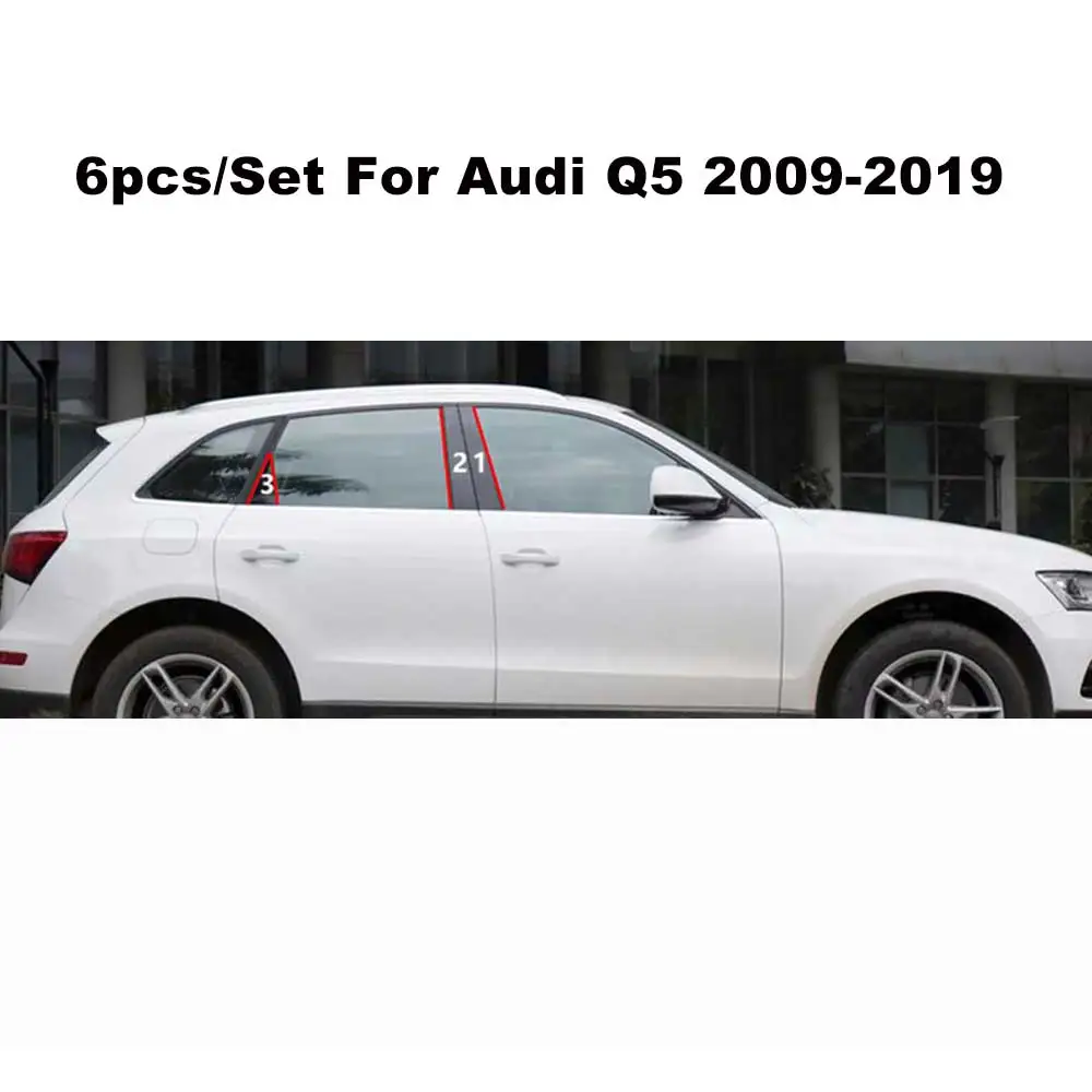 

6PCS/Set Car Window B C Pillars Auto Stickers Trim Covers Styling For Audi Q5 2009-2019 External Accessories