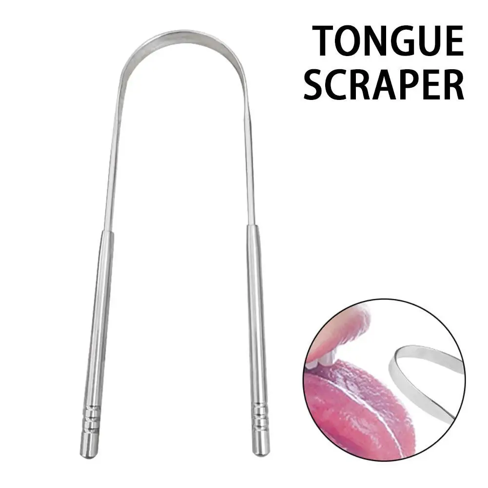 

1pc Reusable Tongue Scraper Cleaner Stainless Steel Tongue Scraper Brush Fresh Breath Cleaning Toothbrush Oral Hygiene Care Tool