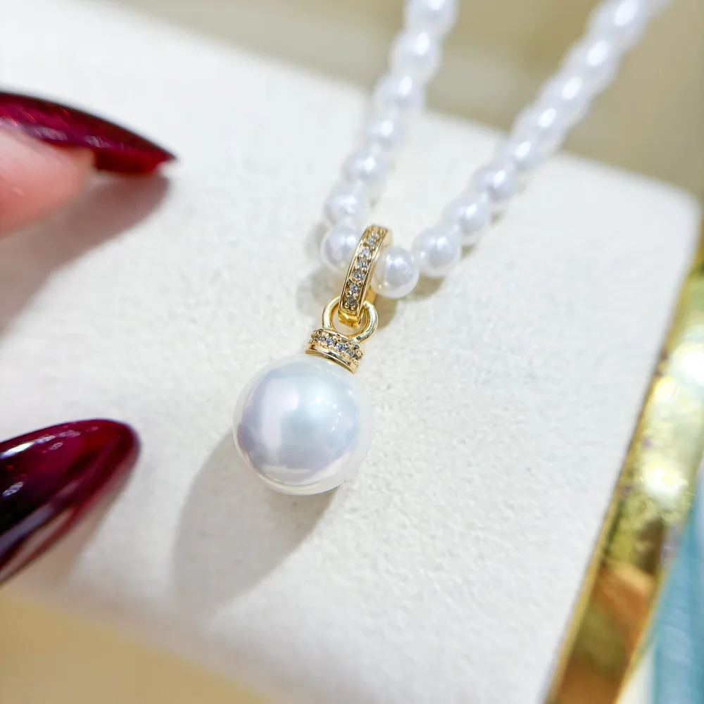 

DIY Pearl Accessories S925 Sterling Silver Pendant Empty Holder Gold Silver Necklace Pendant Fit 10-13mm Beads D463