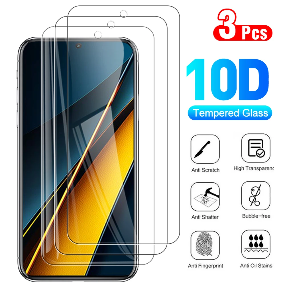 

3pcs Tempered Glass For Xiaomi Poco X6 Pro Anti-Scratch protective glass pocophone X6pro X 6pro screen protector 6.67 inches