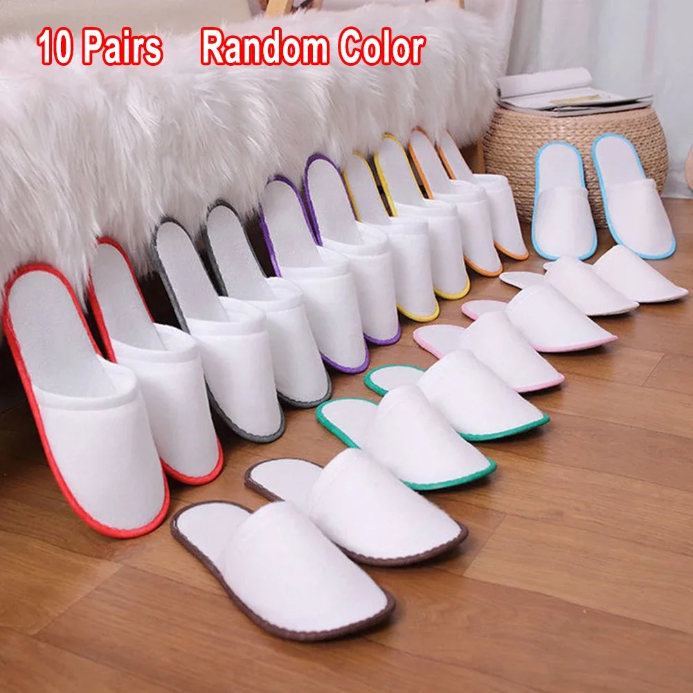 

10 Pair Of Hotel Travel Slippers Sanitary Party SPA Hotel Guest Slippers Close Toe Men Women Disposable Slippers Bathroom Part