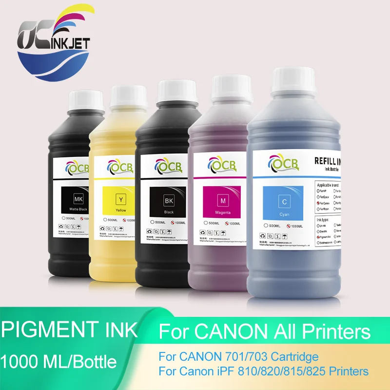 

Для Canon 701 703 пигментные чернила для Canon iPF 810 820 815 825 картридж 1000 мл заправляемые чернила для принтера Бесплатная доставка 5 цветов водонепроницаемый