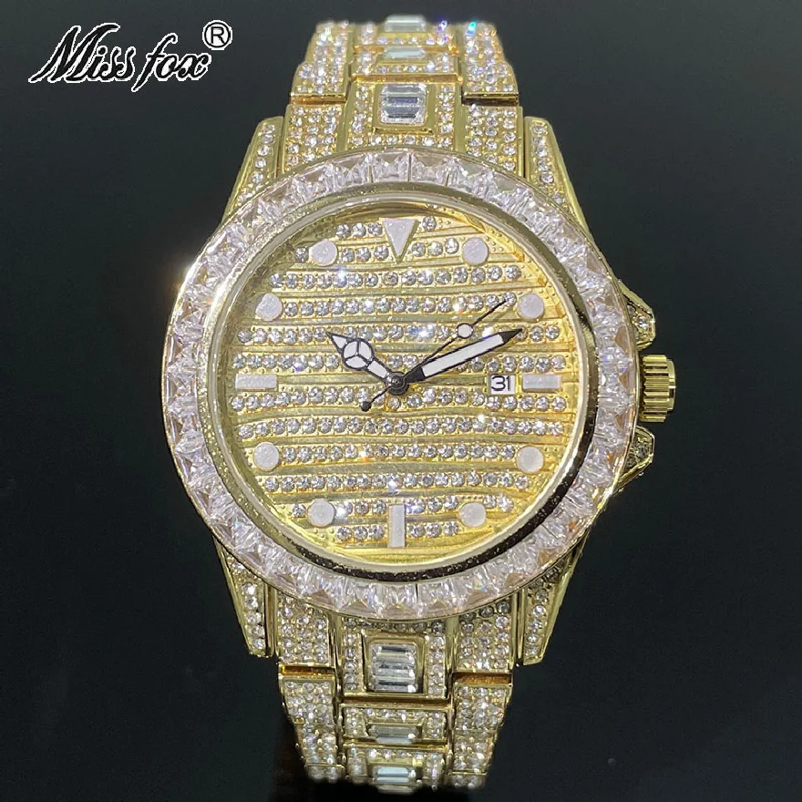 NEW Luxury Brand Gold Fashion Waterproof Watches Men Full Moissanite Automatic Date Jewelry Hip Hop Jewelry Clocks Male Hot
NEW Luxury Brand Gold Fashion Waterproof Watches Men Full Moissanite Automatic Date Jewelry Hip Hop Jewelry Clocks Male Hot