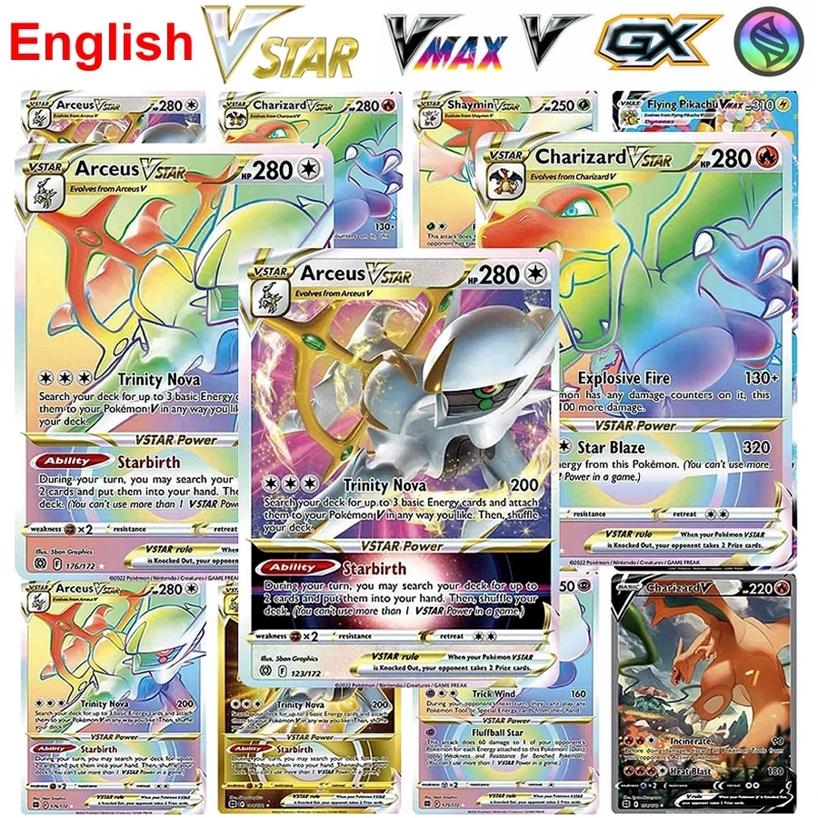 New-store Pokemon Cards Vstar Vmax Letter with Rainbow Arceus Charizard  Kids Cartas Pokemon | Daraz.lk