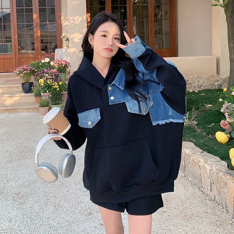 SuperAen 2024 Spring and Autumn New Denim Patchwork Hoodies Long Sleeve Oversized Hoodie Women Tops
SuperAen 2024 Spring and Autumn New Denim Patchwork Hoodies Long Sleeve Oversized Hoodie Women Tops