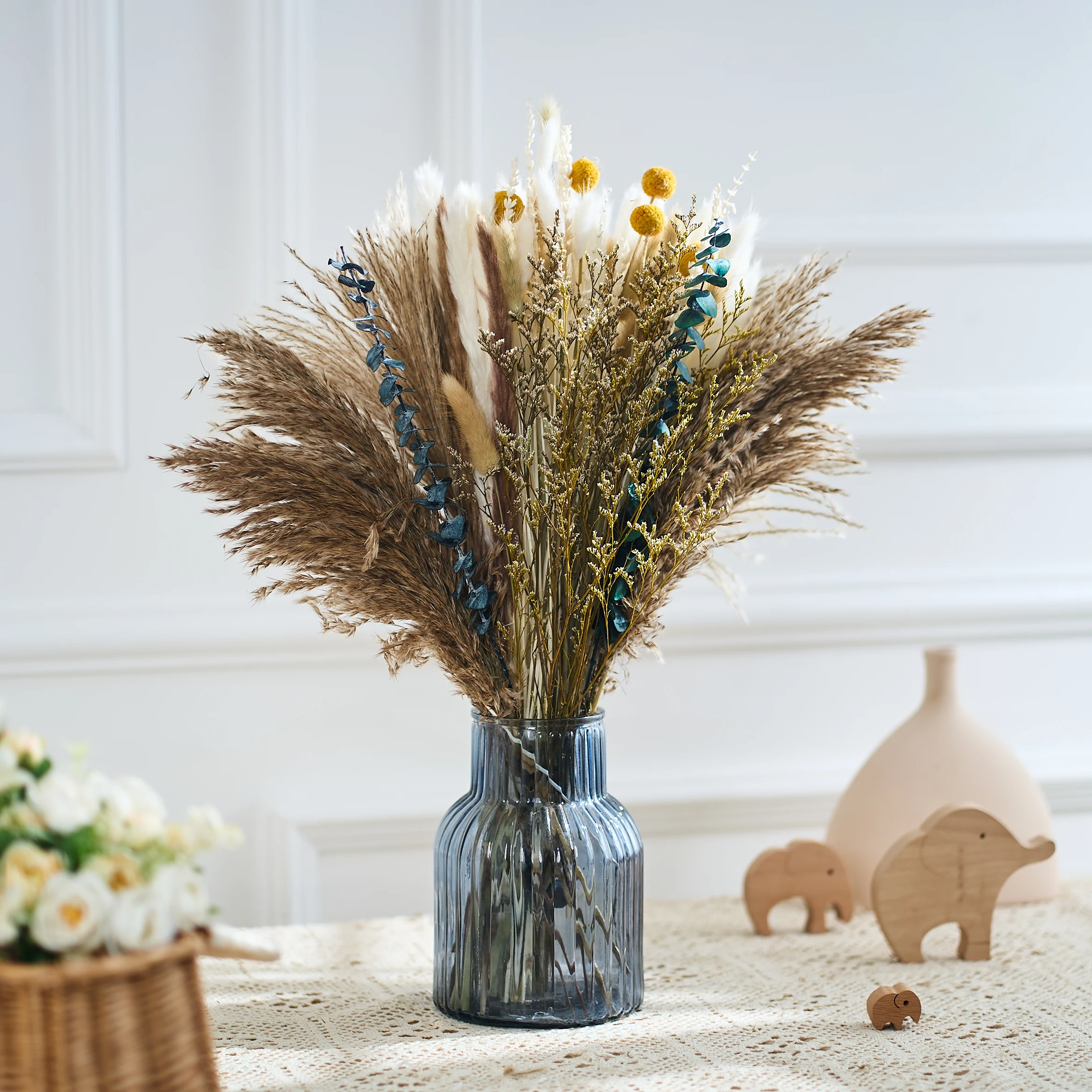 

116PCS Reed Grass For Decoration Natural Dried Pampas Rabbit Tail Grass Boho Party Home Christmas Decor for Flower Arrangements