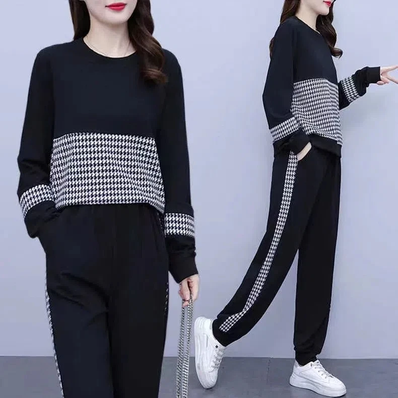 2023 Spring Autumn New Small Fragrance Suit Female Temperament Houndstooth Long-Sleeved Jacket Top + Pants Casual Two-Piece Suit
2023 Spring Autumn New Small Fragrance Suit Female Temperament Houndstooth Long-Sleeved Jacket Top + Pants Casual Two-Piece Suit
