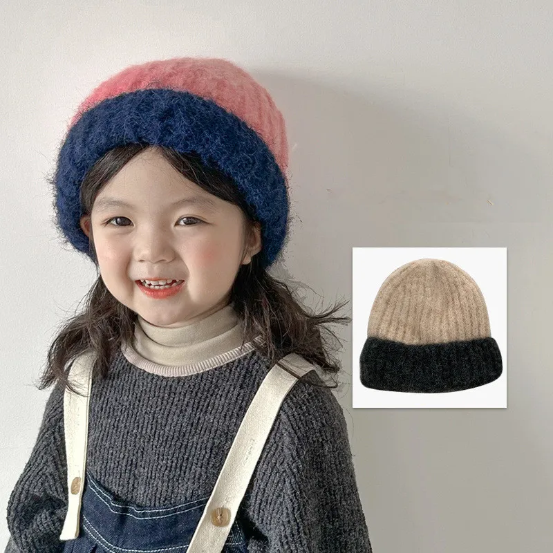 

Детская вязаная шапка 50-53 см, сезон осень-зима 2023, теплая шапка для защиты ушей, версии, Повседневная шапка для холодного ношения, шапочки для мальчиков и девочек
