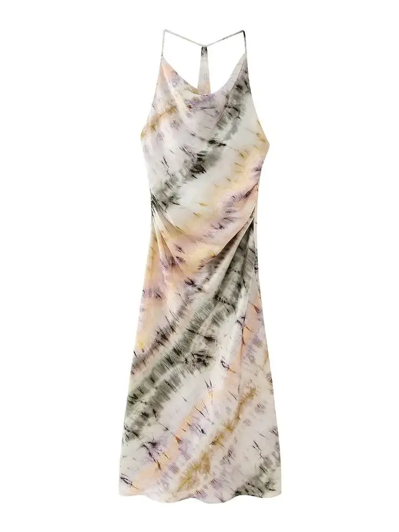 

Женское свободное платье-миди на бретельках XEASY, повседневное винтажное милое платье с квадратным вырезом и принтом, лето 2023