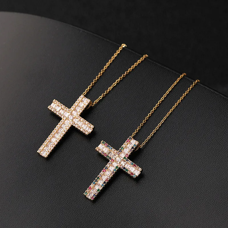 New Exquisite Multicolor Zircon Square Cross Pendant for Women's Clavicle Chain Couple Fashion Jewelry Religious Gift
New Exquisite Multicolor Zircon Square Cross Pendant for Women's Clavicle Chain Couple Fashion Jewelry Religious Gift