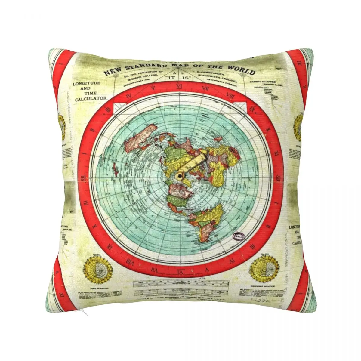 

Gleason 1892 Flat Earth Map | Research Flat Earth Throw Pillow Pillow Case Cushions For Decorative Sofa Cushions For Sofa