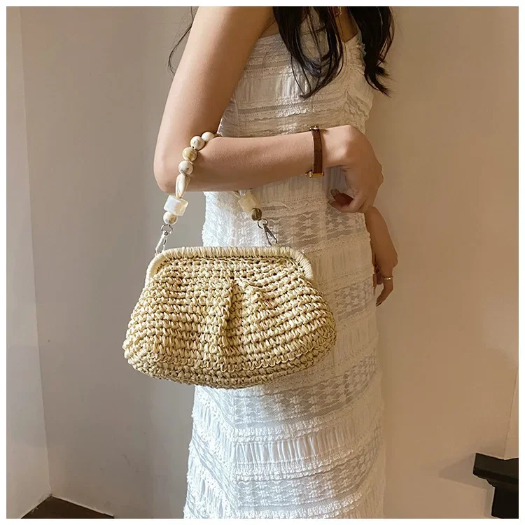 Beaded Straw Crossbody Clutch - Versatile Woven Boho Summer Purse 23 S52a2aafa858a42079cdfc2e9436fa6cfV