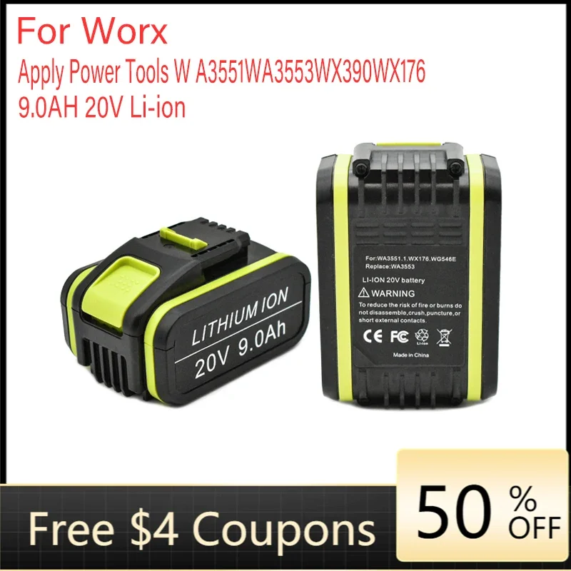 WX550 20V 9000Mah Lithium Oplaadbare Vervangende Batterij Voor Worx Power Tools WA3551 WA3553 WX390 WX176 WX178 WX386 WX678
WX550 20V 9000Mah Lithium Oplaadbare Vervangende Batterij Voor Worx Power Tools WA3551 WA3553 WX390 WX176 WX178 WX386 WX678