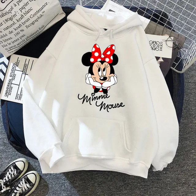 

Disney Hoodies Women Minnie Mickey Mouse Hoodies Cartoon Tops Long Sleeve Pockets Sweatshirts Fashion Oversized Hooded Women