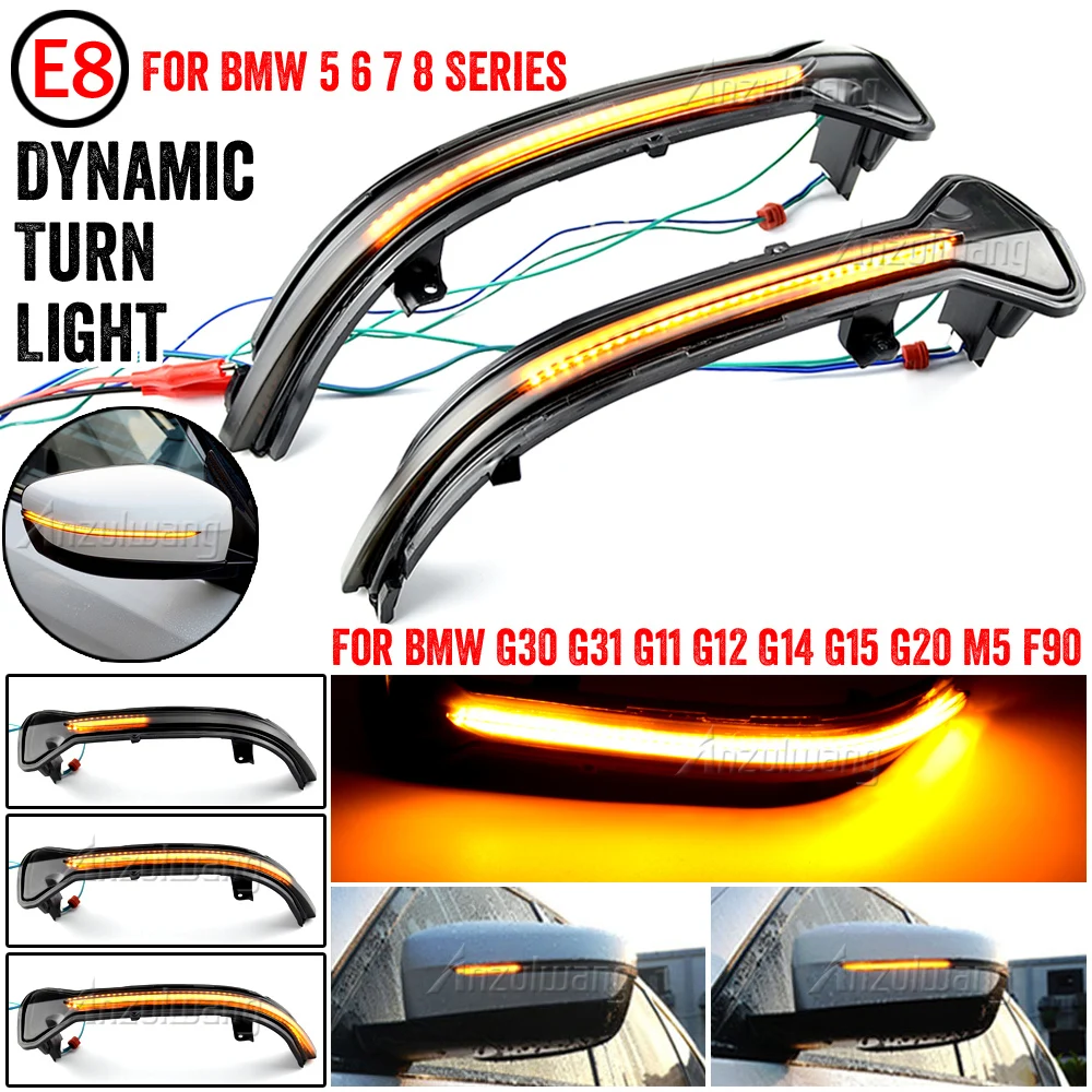 

Yellow&Blue LED Dynamic Turn Signal Light For BMW 5 6 7 8 3 Series G38 G30 G31 G11 G20 M5 Flowing Water Blinker Flashing Light