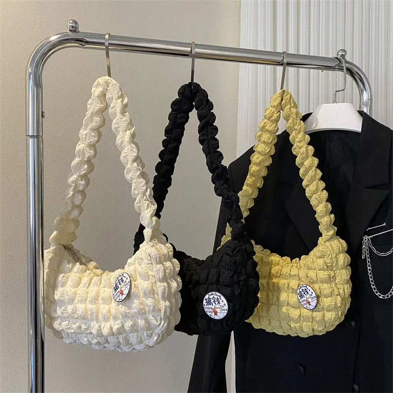 

Large Capacity Shoulder Bag For Women Pleated Bubbles Cloud Crossbody Bag Female Underarm Bag Bucket Totes Shopping Bag Handbags