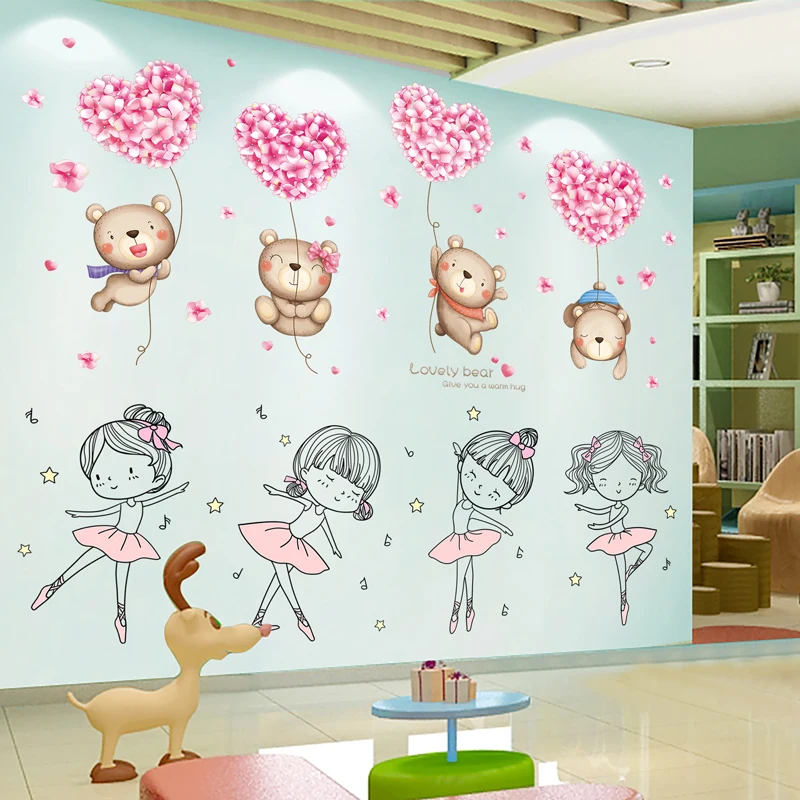 Flowers Bears Wall Stickers DIY Cartooon Girl Ballet Wall Decals for Kids Bedroom Kindergarten Children Nursery Home Decoration
Flowers Bears Wall Stickers DIY Cartooon Girl Ballet Wall Decals for Kids Bedroom Kindergarten Children Nursery Home Decoration