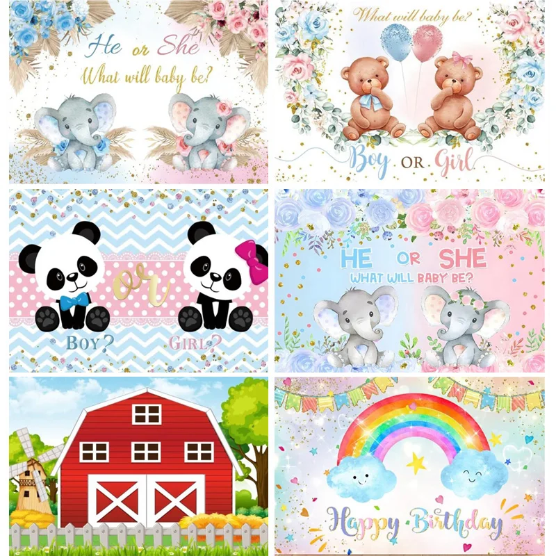

Cartoon Farm Animal Photography Backdrop Baby Shower 1st Birthday Party Decoration Background Newborn Photo Booth Props PK-10