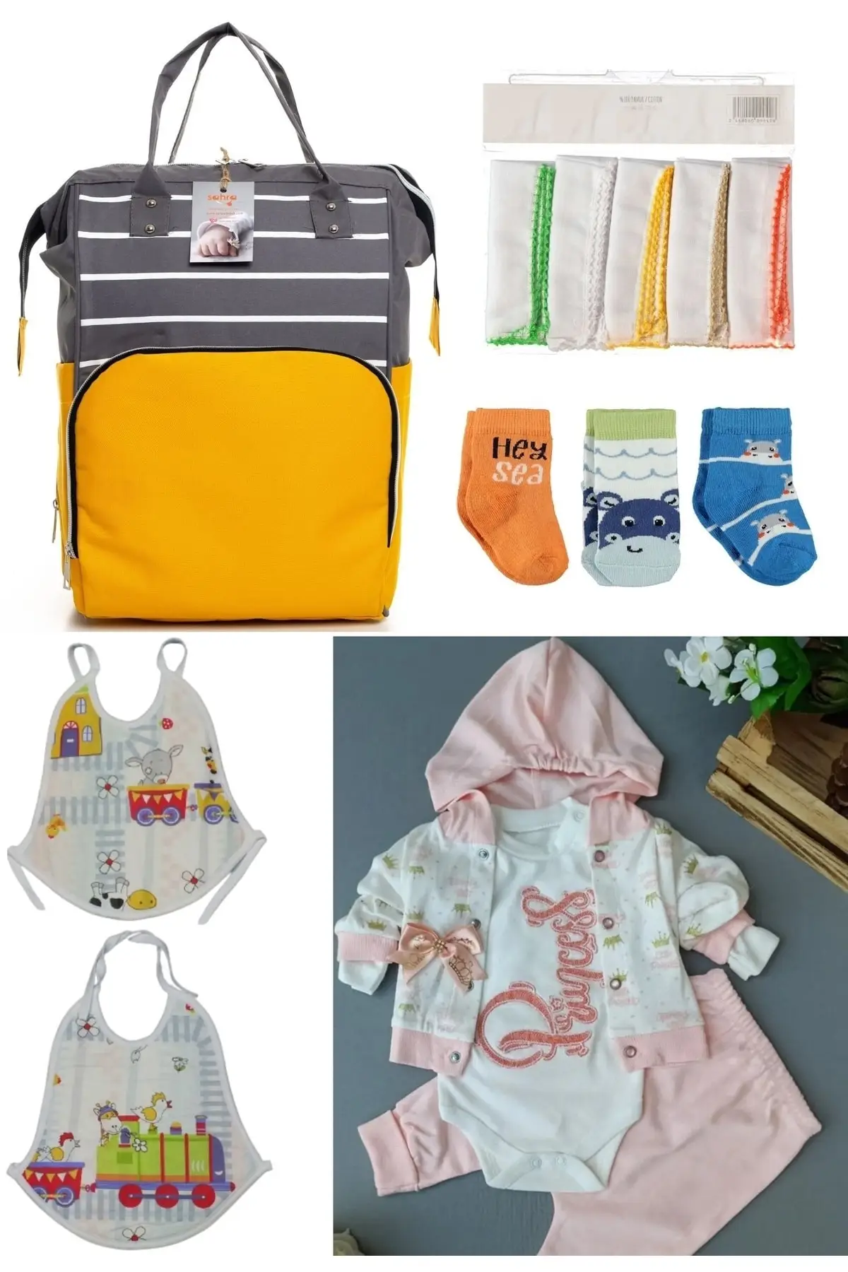 6 Piece Birth Set (Baby Care Backpack, hospital Exit, 10-Wipes, 3-Socks And 2-Pb Set) Yellow
6 Piece Birth Set (Baby Care Backpack, hospital Exit, 10-Wipes, 3-Socks And 2-Pb Set) Yellow