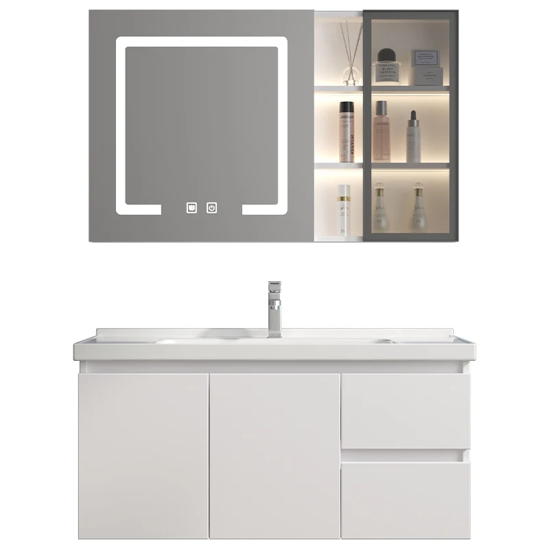 Smart bathroom cabinet combination mirror cabinet solid wood toilet hand washing face integrated ceramic basin cabinet wash tabl
Smart bathroom cabinet combination mirror cabinet solid wood toilet hand washing face integrated ceramic basin cabinet wash tabl