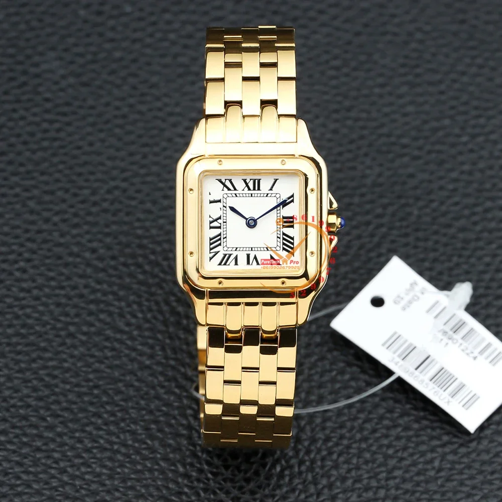 

WGPN0009 Swiss Quartz Ladies Watch Womens 27 Yellow Gold White Roman Dial Steel Bracelet Reloj Hombre Montre Homme 2023 Luxury