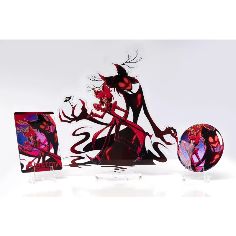 

Anime Hazbin Alastor Hotel Cosplay Official Badge Stand Acrylic Standing Sign for Bag Decor Birthday Gifts Collection Men Woman