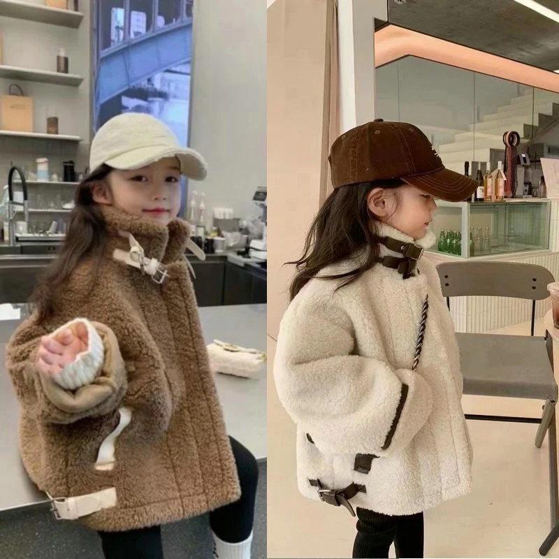 

Boys And Girls' Jackets Lamb Plush With Cotton Padding Thickened Coat Top Winter Clothing New Fashionable Children'S Cardigan