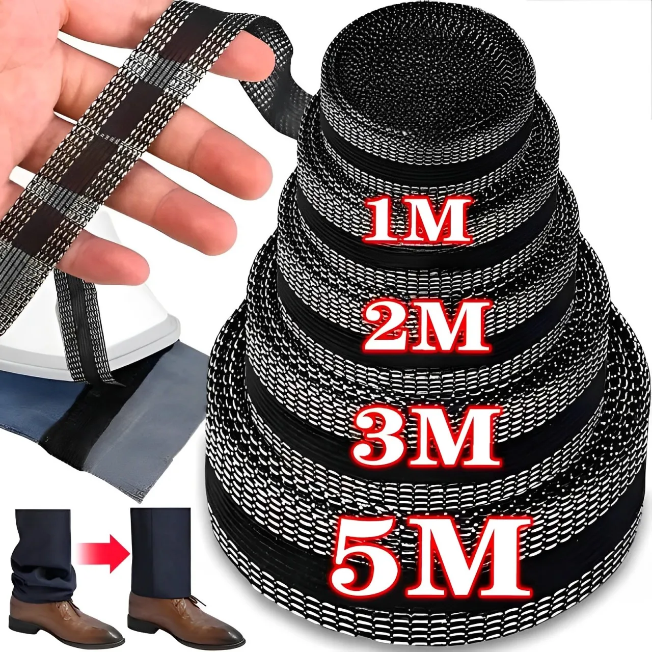 

1/5M Self-Adhesive Pant Paste Tape for Pants Edge Shorten Trousers Patch Clothing Iron-on Hem Fabric Tape DIY Sewing Supplies