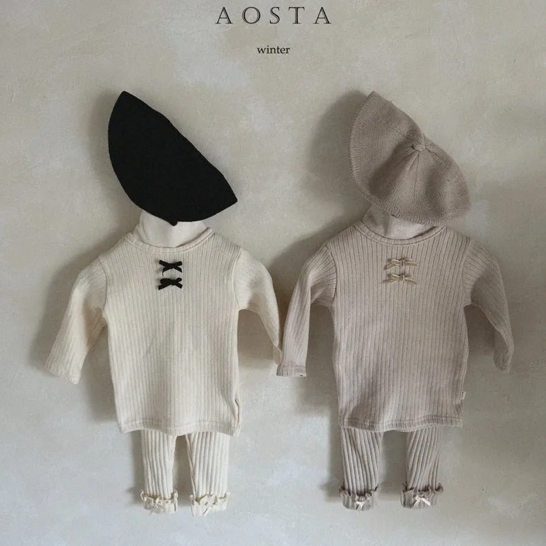 

Baby Clothing Set Boys and Girls Autumn and Winter Korean Style Cashmere Solid Color Comfortable Kids Top Pants Two Piece Set