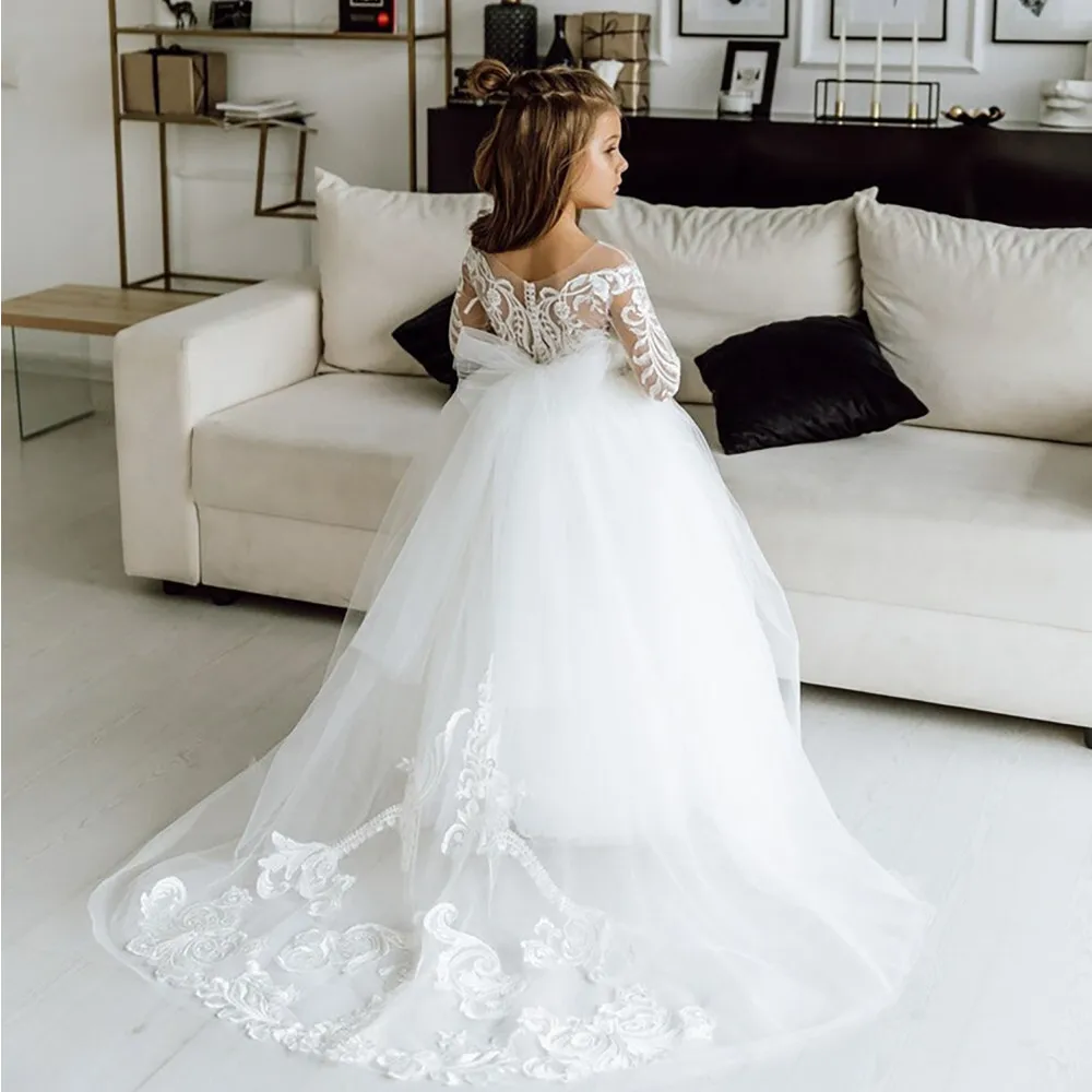Flower Girl Birthday Dresses Ball Gown Sheer Neck With Lace Applique Kids Girls Pageant Dresses
Flower Girl Birthday Dresses Ball Gown Sheer Neck With Lace Applique Kids Girls Pageant Dresses