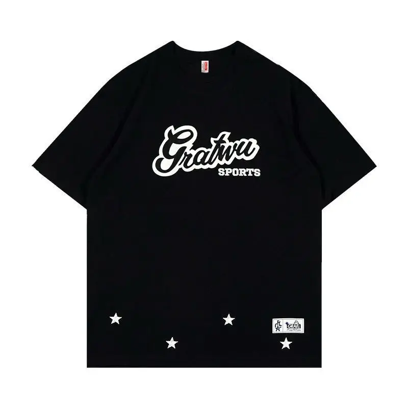 Workwear-grade American street ins niche letter five-pointed star loose casual round neck short-sleeved T-shirt for male couple
Workwear-grade American street ins niche letter five-pointed star loose casual round neck short-sleeved T-shirt for male couple