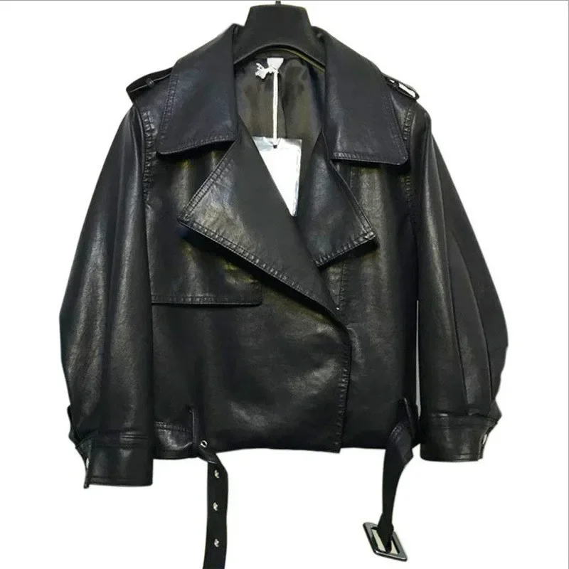 Women Loose Black PU Leather Jacket Spring Long Sleeve Short Girls Jacket Motorcycle Fashion Streetwear Faux Leather Coat Female
Women Loose Black PU Leather Jacket Spring Long Sleeve Short Girls Jacket Motorcycle Fashion Streetwear Faux Leather Coat Female