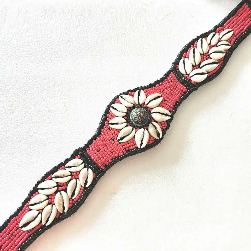 Ceinture en coquille cousue à la main pour femme, ceinture décorative tibétaine, multicolore, HDC0632 2