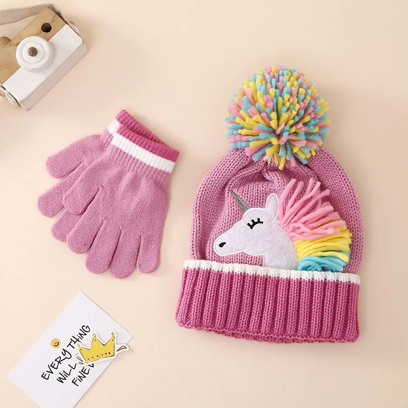 European Baby Hat Gloves Set Winter Cute Cartoon Uni-corn Pompom Beanies Autumn Girls Warm Cap Knitted Kids Crochet Bonnet
European Baby Hat Gloves Set Winter Cute Cartoon Uni-corn Pompom Beanies Autumn Girls Warm Cap Knitted Kids Crochet Bonnet