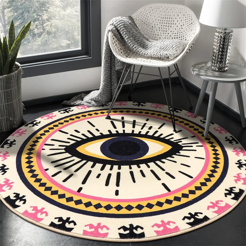 

Artistic Big Eye Design Carpets Living Room Bedroom Round Bedside Sofa Baby Kids Playmat Soft Fluffy Area Rug Non-slip Floor Mat