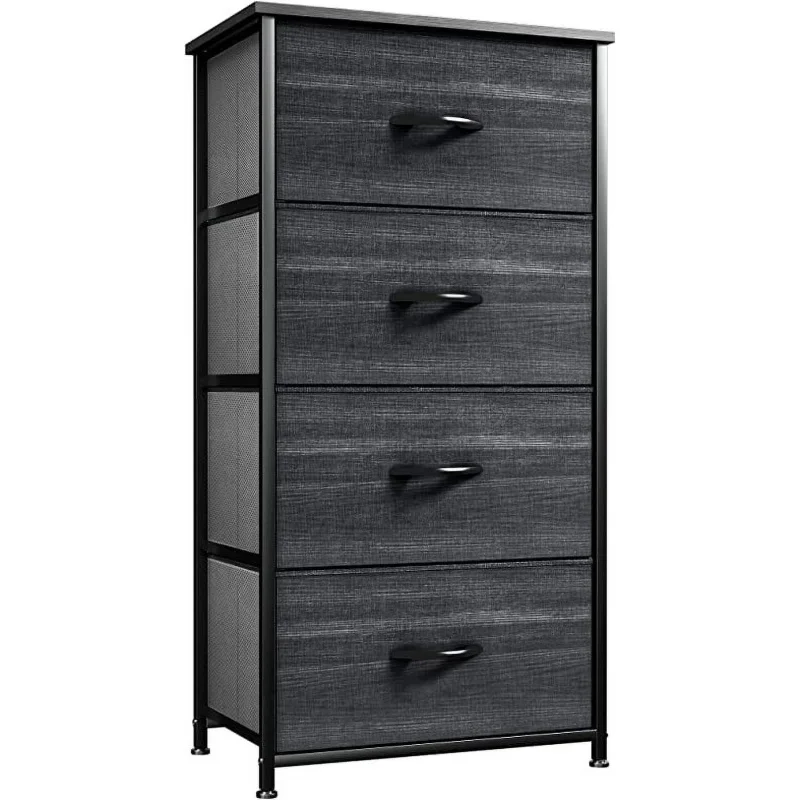 

YINTATECH 4-Drawer Dresser - Fabric Storage Tower, Organizer Unit for Bedroom, Hallway, Living Room, Fabric Bins, Charcoal Black