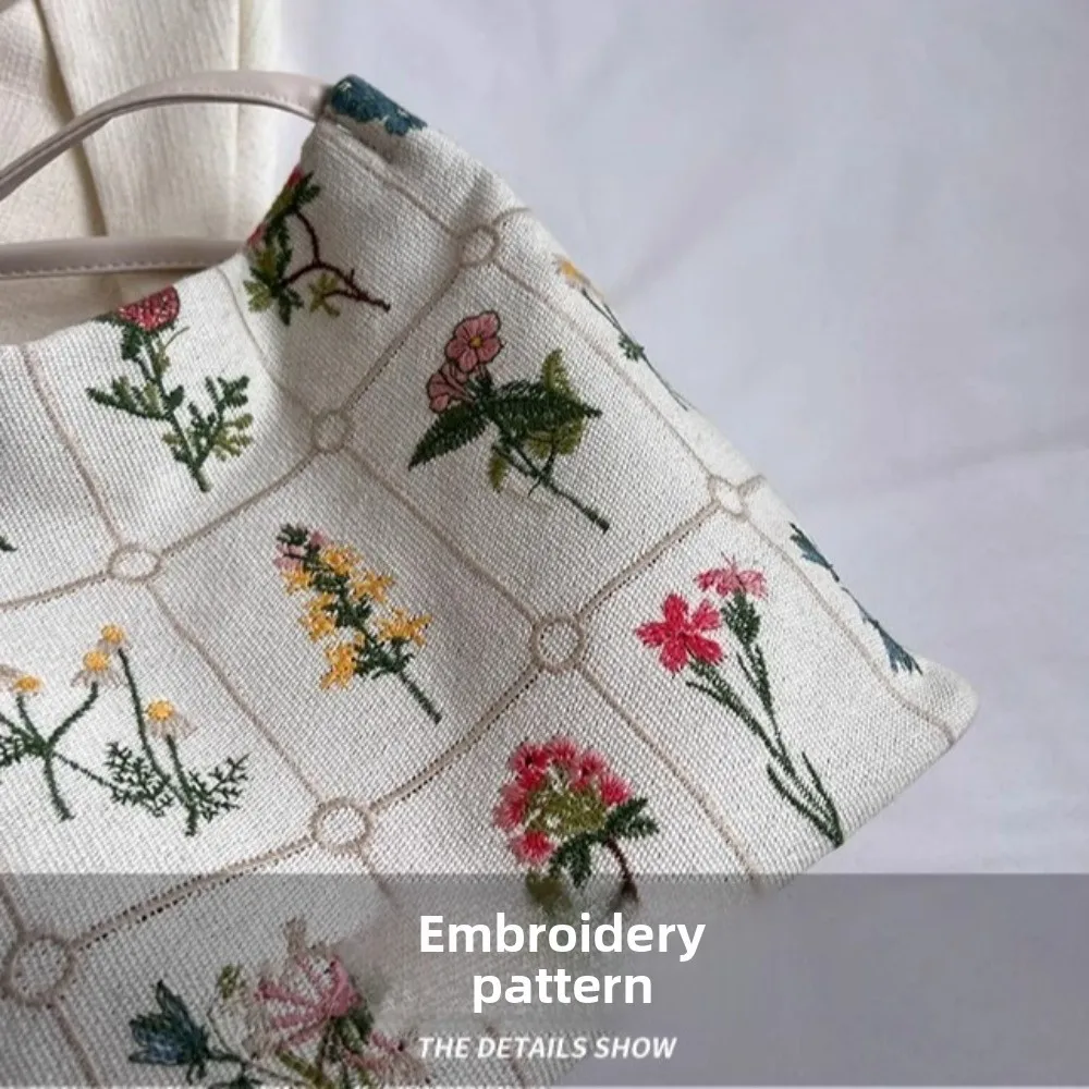 New Large Capacity Embroidered Tote Bag Embroidered Print Soft Polyester Lining Shoulder Bag Versatile Bucket Bag Daily Use New Large Capacity Embroidered Tote Bag Embroidered Print Soft Polyester Lining Shoulder Bag Versatile Bucket Bag Daily Use