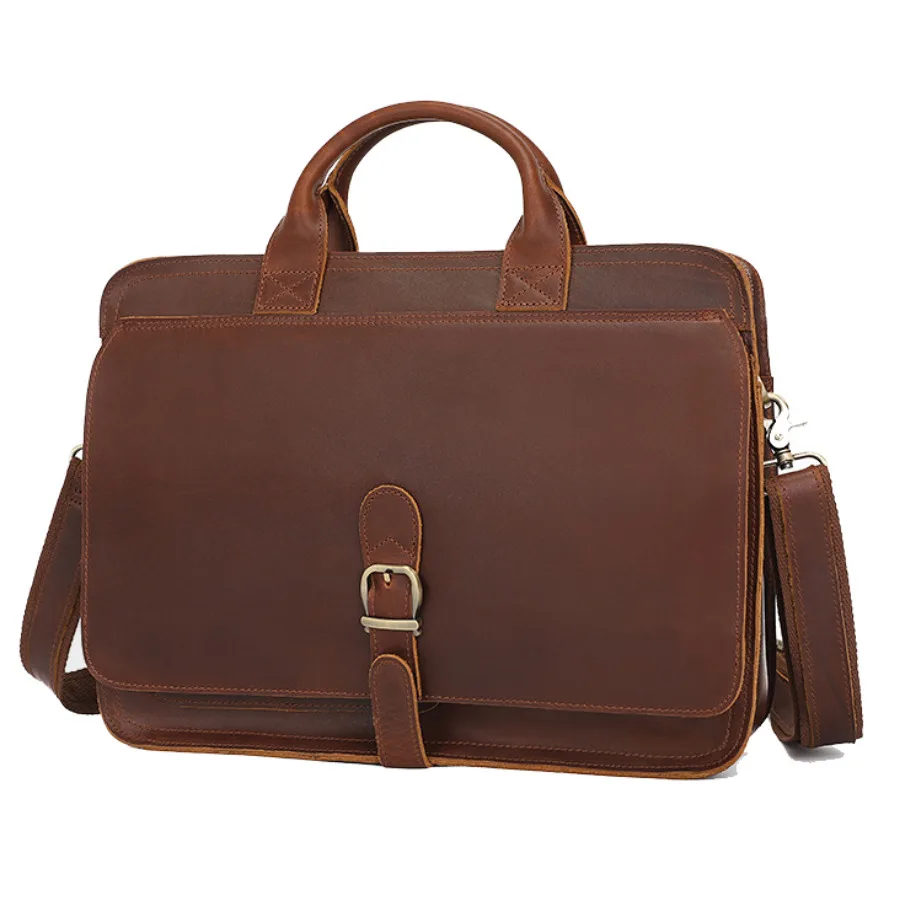 

Men Genuine Leather Laptop Bag 15.6" PC Doctor Lawyer Computer Bag Male Briefcase Real Cow Leather Office Handbag