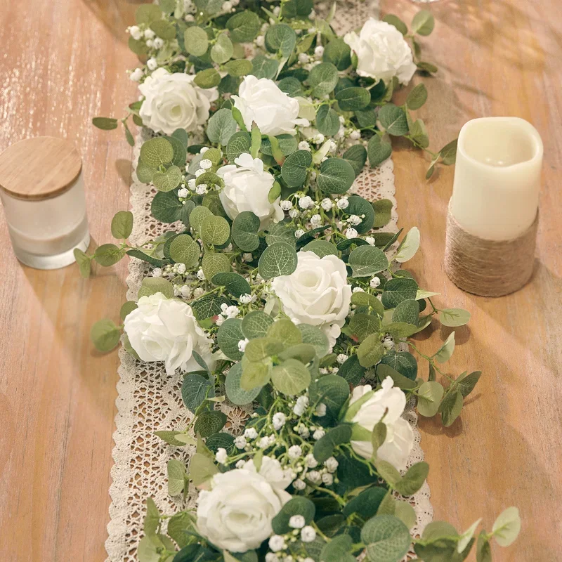 Wedding Decoration Artificial Flowers Silk RoseFake Eucalyptus Vine Hanging Plants for Wedding Home Party Craft Decor
Wedding Decoration Artificial Flowers Silk RoseFake Eucalyptus Vine Hanging Plants for Wedding Home Party Craft Decor