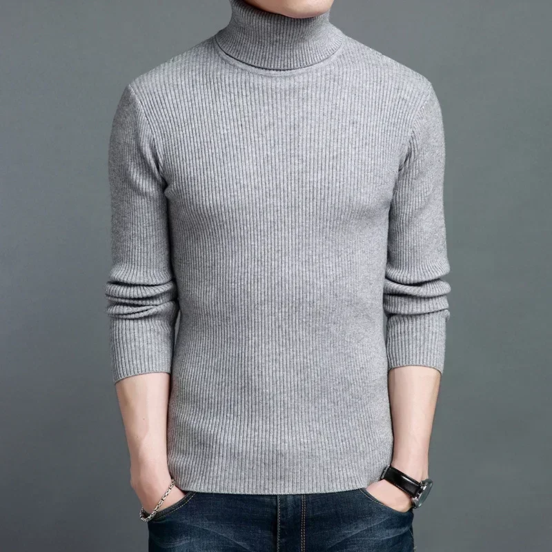 

Мужская зимняя водолазка, брендовые вязаные пуловеры, повседневный мужской свитер, зимняя теплая трикотажная одежда высокого качества