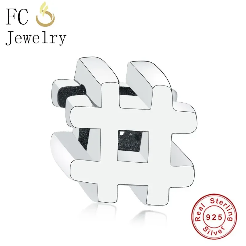 

FC Jewelry Fit Original Brand Charms Bracelet 925 Sterling Silver Number Sign Symbol # Spacer Bead For Making Women Berloque