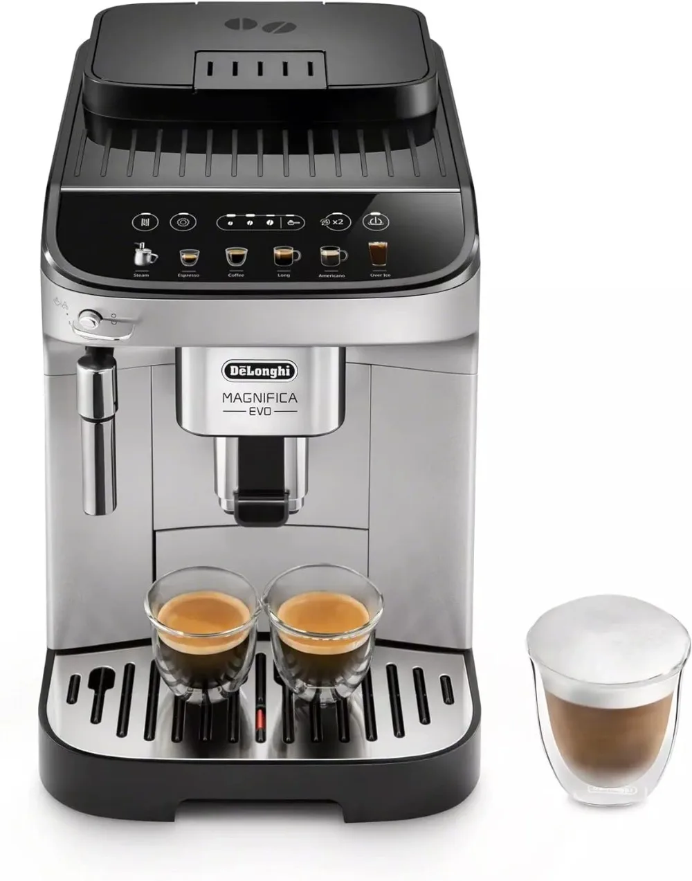 

De'Longhi Magnifica Evo, Fully Automatic Machine Bean to Cup Espresso Cappuccino and Iced Coffee Maker, Colored Touch Display