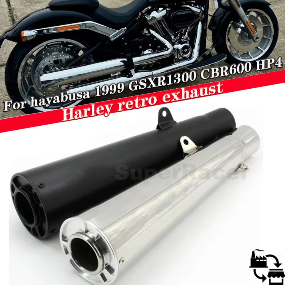 

Universal 51MM Motorcycle Exhaust Muffler Pipe Exhaust Black Chrome Color Fit cafe racer For hayabusa 1999 GSXR1300 CBR600 HP4