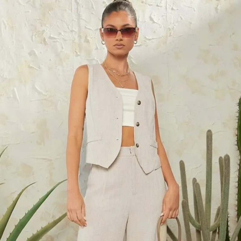 Women's Vest Sleeveless V-Neck Linen Double Pockets Casual Commuter Simple Solid Color Jacket Tops Best Sellers 2023
Women's Vest Sleeveless V-Neck Linen Double Pockets Casual Commuter Simple Solid Color Jacket Tops Best Sellers 2023