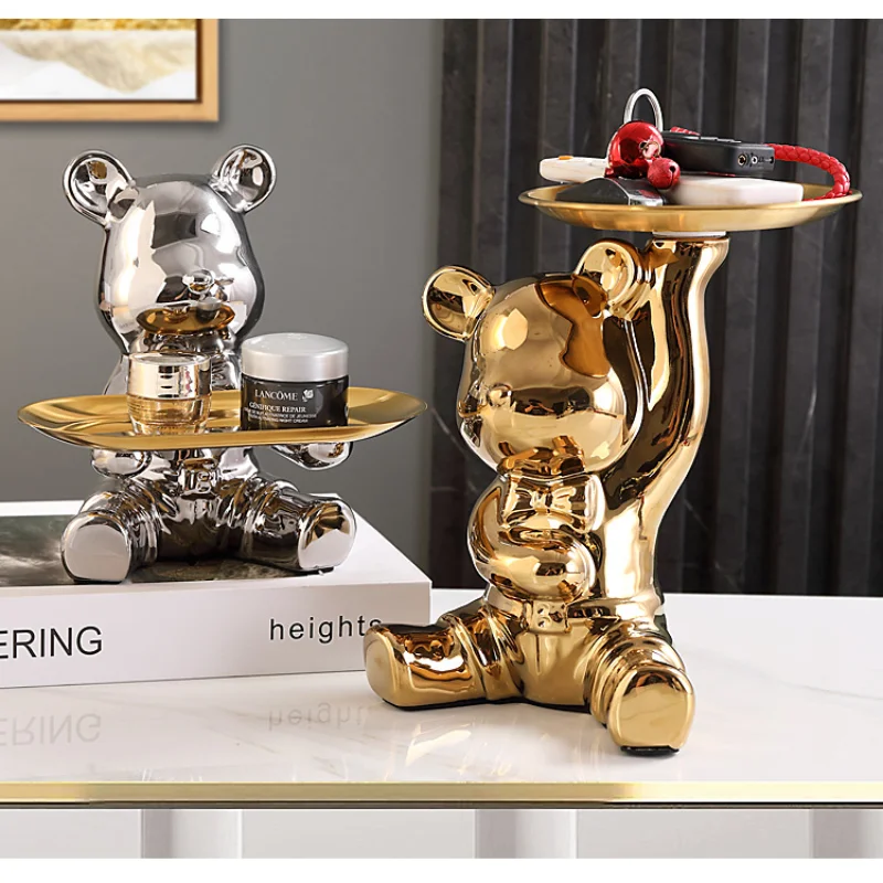 Violent Bear Statue Tray with Storage Tray for Home Furnishing Decorations, Electroplated Bear Doll Resin Decorative Craft Gifts
Violent Bear Statue Tray with Storage Tray for Home Furnishing Decorations, Electroplated Bear Doll Resin Decorative Craft Gifts