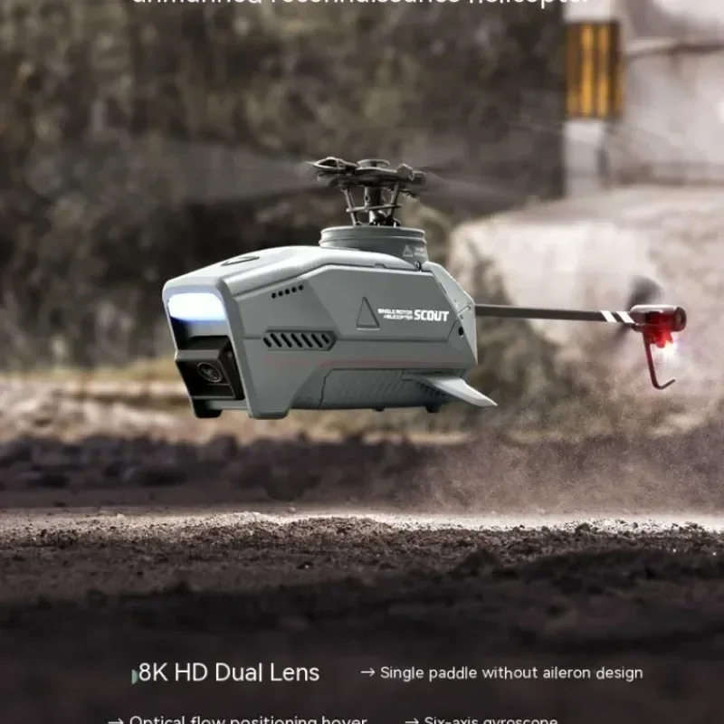 

New Cool L1 Rc Helicopter 2.4g 4ch 6-Axis Gyroscope Single Paddle Helicopter Aerial 8k Dual Mini Camera Hornet Spy Drone Gift