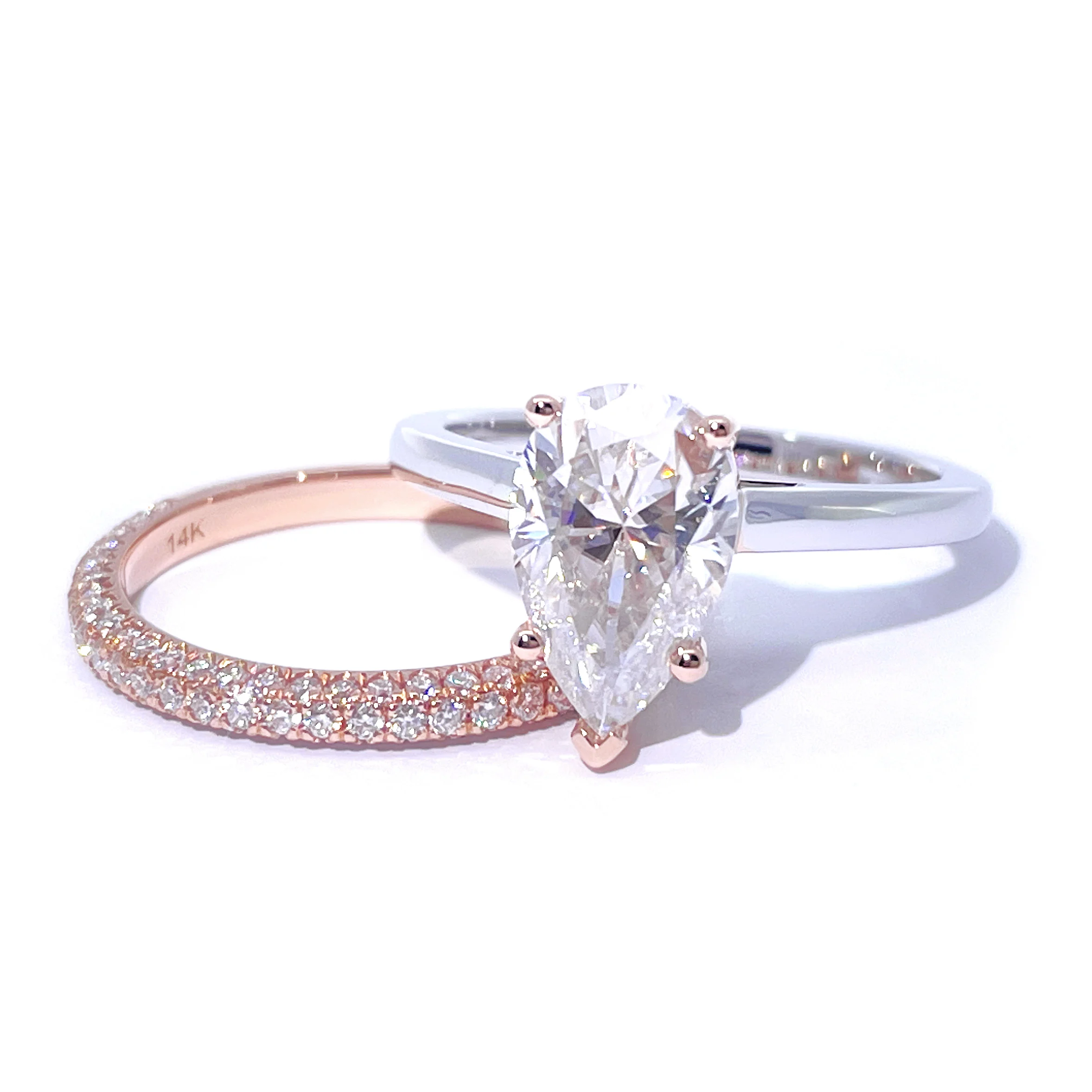 

Tianyu Gems 7x11mm Pear Brilliant Cut Moissanite Ring Sets 18k 14K 10K DEF/VVS Gemstones 2 Tone Gold Women Wedding Bridal Set