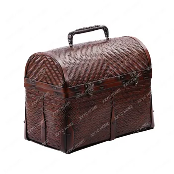 대형 페인트 대나무 차 상자, 비 유적지 수제 레트로 차 세트, 중국 차 세트, 휴대용 가방