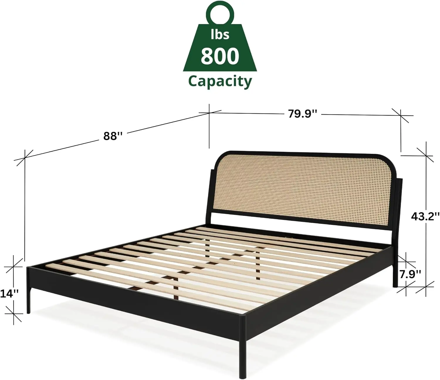 Aurelia King Bed Frame and Headboard - Bohemian and Mid Century Modern Style - Solid Wood - Slat Support
Aurelia King Bed Frame and Headboard - Bohemian and Mid Century Modern Style - Solid Wood - Slat Support